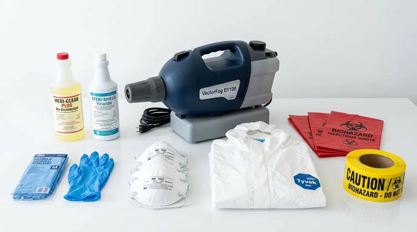 Professional biohazard remediation crew working in Bryan